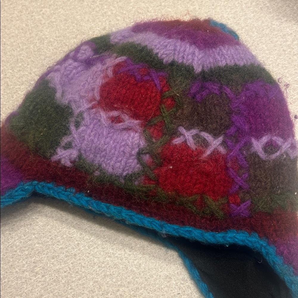 Nepal wool winter hat, patchwork - Picture 2 of 4